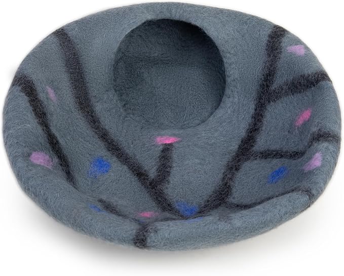 Woolygon Premium Felt Cat Cave Bed – Wool Kitty Beds Handcrafted Kitten Caves Bed for Indoor Cats - Made from Merino Wool, Foldable Cat Hideaway Covered Cat House Pod (Enchanted) - Image 5