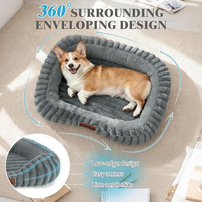 Orthopedic Dog Bed, Memory Foam Bolster Bed for Small Dogs | 25L x 21W x 4H, Bolster Sides Design, Washable Cover, Orthopedic Support Structure, Non-Slip Bottom, Small Dogs, Grey - Image 4