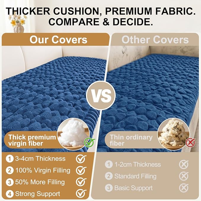 Smiry Non Slip Couch Covers for Dogs, Scratch Resistant Pet Sofa Protector | Machine Washable Soft Fuzzy Thick Furniture Cover for Sofa Loveseat Sectional Large Dogs, Navy, 27.6" x 27.6" - Image 4