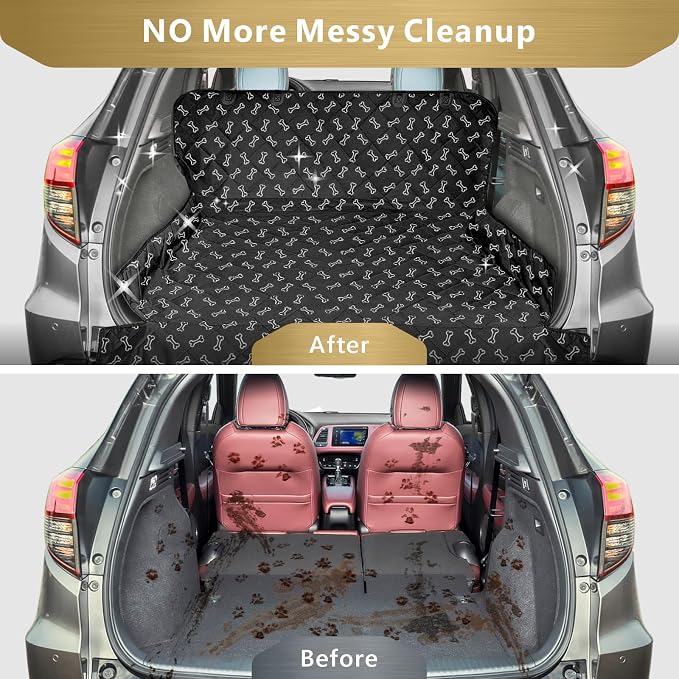 F-color SUV Cargo Liner for Dogs - Heavy Duty Cargo Cover for Mid-Size SUVs | Water Resistant, Bumper Flap, Non-Slip Mat, Car Trunk Dog Car Seat Cover Prevents Scratches Pet Hair Mud Dirt for Sedans Vans - Image 3