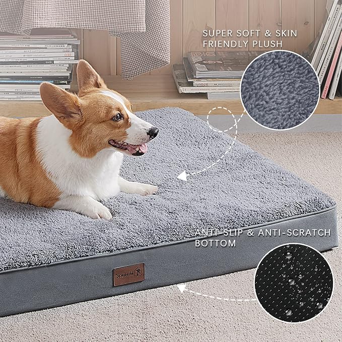 Waterproof Dog Crate Bed for Small Dogs Orthopedic 23x17 Grey | Removable Washable Cover, Egg Crate Foam, Soft Plush Flat Pet Mat, Non-Slip Bottom, Fits Small Dogs Up to 20 lbs - Image 4