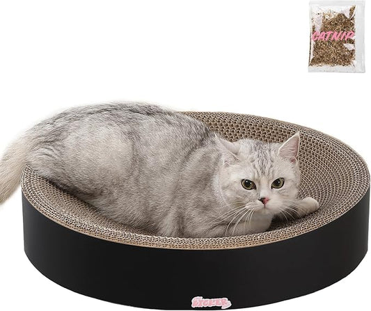 CSR1010H Nelson 20.13" Modern Cardboard Round Bowl Cat Scratcher with Catnip, Ink by THELICKERSTORE