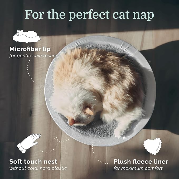 Hepper Cat Nest - Washable Cat Bed with Fleece Liner - Gray/White - Image 2