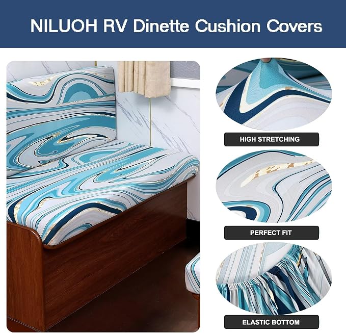 NILUOH RV Dinette Cushion Covers,Jacquard Camper Cushion Slipcovers Replacement Sofa Cushions Washable Slipcovers for Travel Trailer Couch (30, 2 Bench Cover & 2 Backrest Cover) - Image 2
