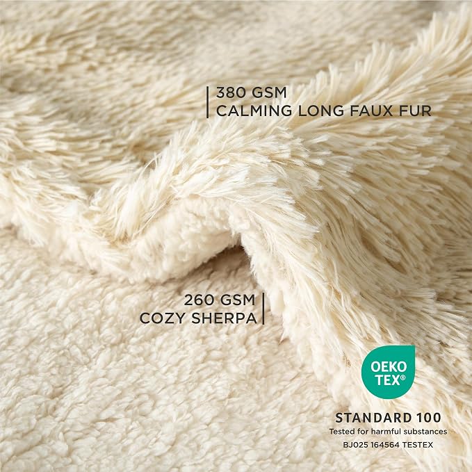 Bedsure Waterproof Dog Blanket for Small Dogs Cats Fluffy Faux Fur, 30x40 | Plush Fuzzy Reversible Pet Blankets for Couch and Dog Bed, Soft Calming Throw Cat Puppy Blanket Washable, Dog Gift, Cream - Image 3