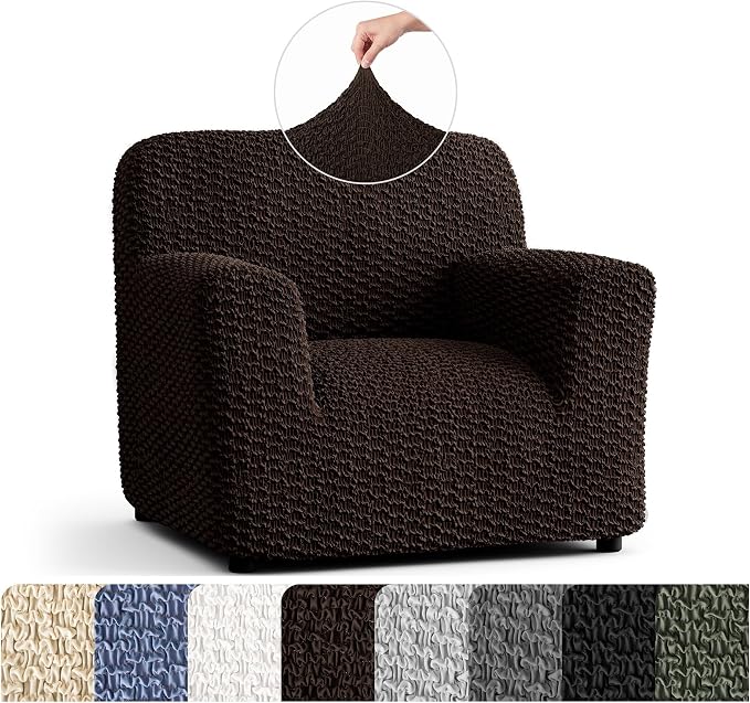 PAULTO BY GA.I.CO. Stretch Sofa Slipcovers – Soft Elastic Fabric Couch Cover for Armchair Loveseat 3-Seater & 4-Seater Sofa Cover – Non-Slip Furniture Protector Washable - Dark Brown (21"-39" Wide) by PAULATOBYGAICO