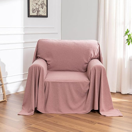 MEETSKY Chair Cover Cat Scratch Proof Recliner Chair Covers, Oversized Armchair Sofa Covers Washable Sofa Slipcover for Single Couch, Soft Small Couch Slipcover for Pets Dogs, 71" x 91", Pink by MEETSKY