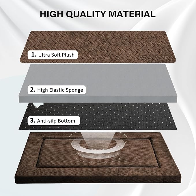 Dog Bed for Crate, Small Dog Crate Beds, Washable Pet Bed Mat Kennel Pad | 30" Medium Pet Beds Mat W/ Soft Wavy Plush Comfortable Anti-Slip Sleeping Mattress for Dogs & Cats - Image 5