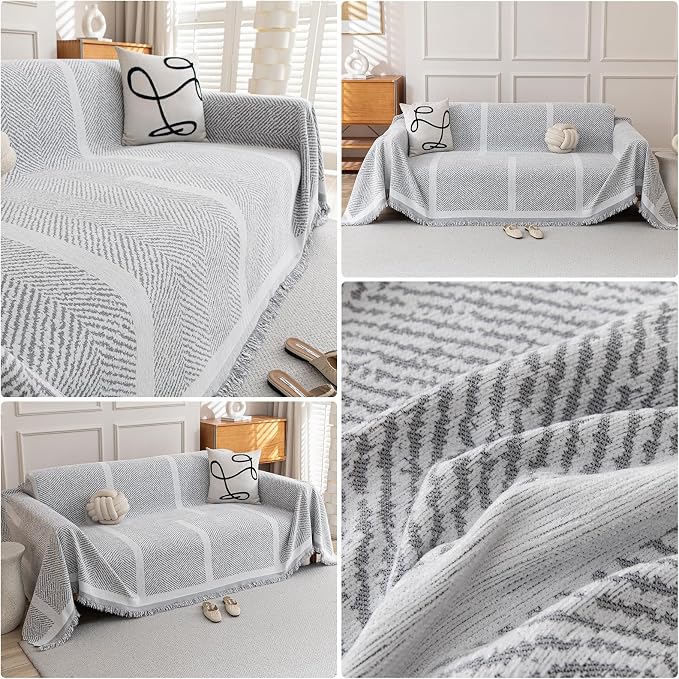 Deep Dream Couch Cover for Dogs, Soft Chenille Couch Covers for 3 Cushion Couch, Pet-Friendly Thick Sofa Slipcover Sectional Sofa Cover Washable Couch Protectors for Pets (Grey, 71"x118") - Image 3