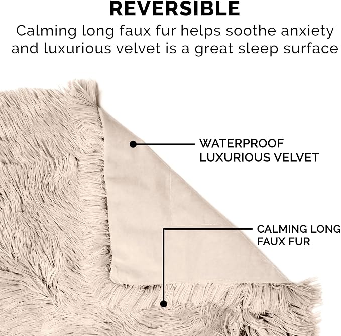 Furhaven Waterproof Throw Blanket for Dogs & Indoor Cats, Reversible Protective Pet Blanket, Small, Long Faux Fur & Velvet, Taupe - Image 4