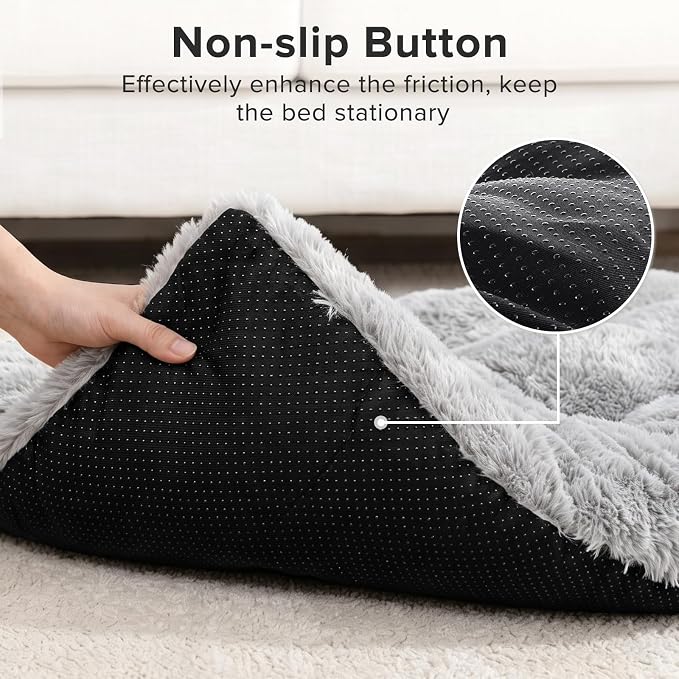 JOEJOY Large Dog Bed Crate Pad, Deluxe Plush Washable Dog Beds Fulffy Soft Kennel Pad Anti-Slip Pet Sleeping Mat for Extra Large Medium Small Dogs, 40" x 27", Grey - Image 4