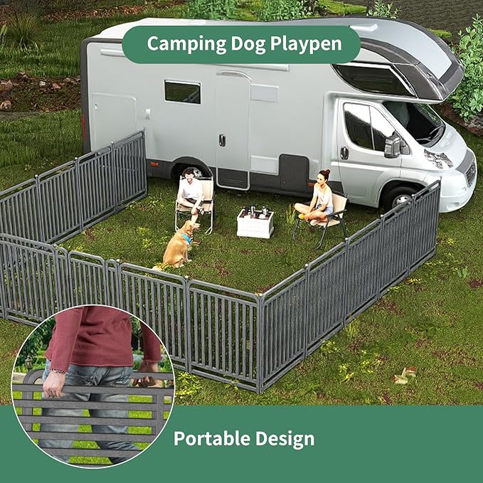 40 Inch Dog Playpen Outdoor, 32 Panels Puppy Playpen Heavy Duty Dog Play Pen Indoors, Rust Resistant Dog Pen for Large/Medium/Small Dogs, Dog Fence for RV Camping