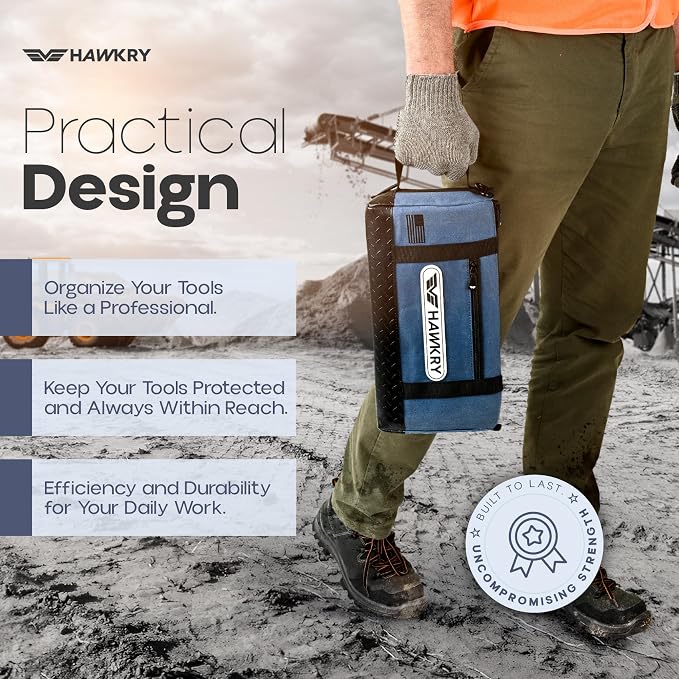 HAWKRY Heavy Duty Canvas Tool Bag – Waterproof Canvas Zipper Pouch, Garden Tool Bag, Construction Bags Heavy Duty, Small Zipper Pouch, Motorcycle Tool, Multipurpose Fishing Bag - Image 5