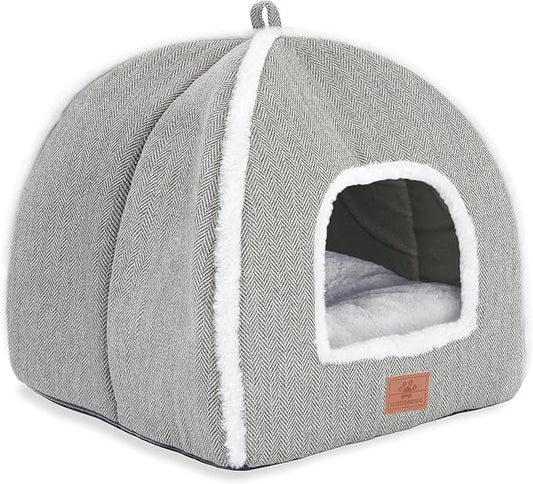 Cat Bed for Indoor Cats - Cat Cave Bed Cat House Cat Tent with Removable Washable Cushioned Pillow, Soft and Self Warming Kitten beds,Cat Beds & Furniture （Large Grey） by WINDRACING