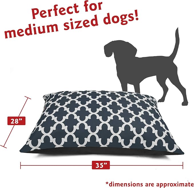 Majestic Pet Rectangle Medium Dog Bed Washable – Non Slip Comfy Pet Bed – Dog Crate Bed Super Value Pillow Dog Bed – Dog Kennel Bed for Sleeping - Dog Bed Medium Breed 35 x 28 Inch – Trellis Navy - Image 2