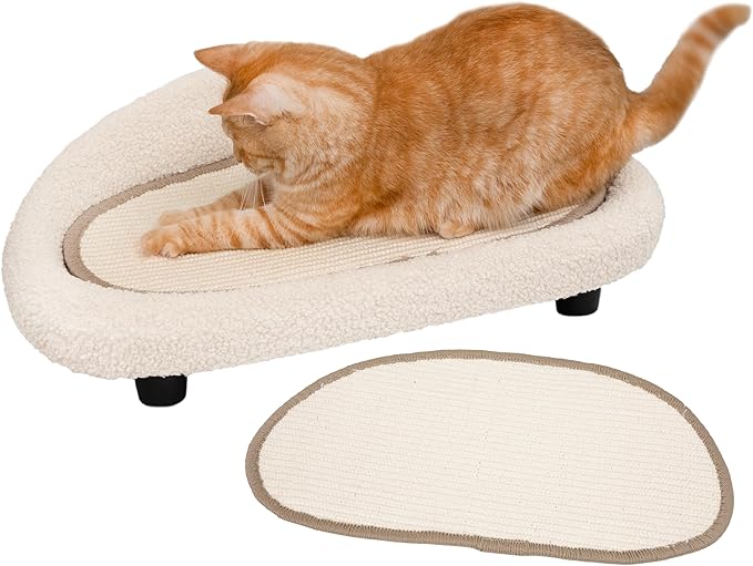 Cat Sisal Scratcher Bed with Refill Pad, Horizontal Scratching Sofa, Sisal Couch for Indoor Cats, Off-White Color by Unknown