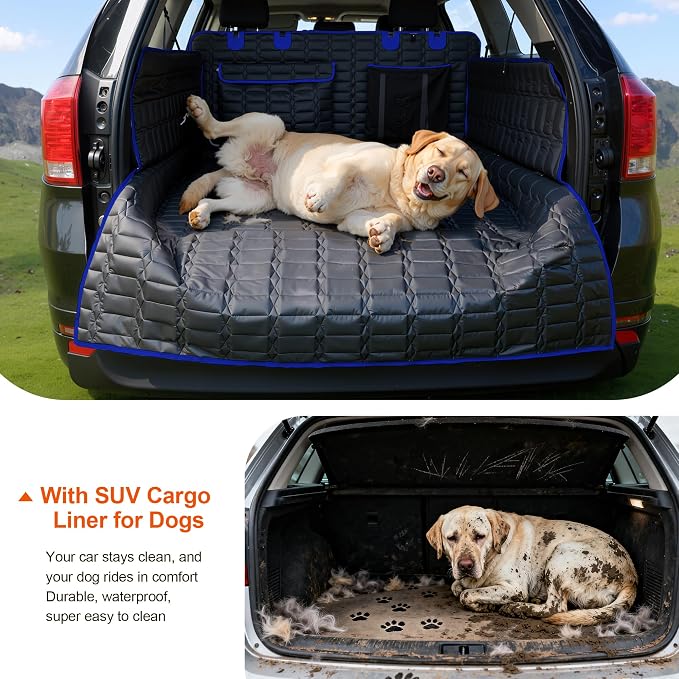Reliadura SUV Cargo Liner for Dogs, Waterproof Pet Trunk Cover with Bumper Flap Protector, Non-Slip Scratchproof, Non-Slip Dog Seat Mat for SUVs, Large Size Cargo Liner Universal Fit Blue - Image 6