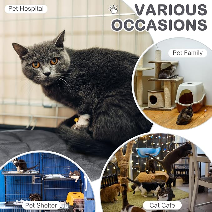 8 Pack Self Heating Cat Mat Self Warming Cat Bed Extra Warm Thermal Pet Bed Mat Reflects Body Heat Washable Dog Crate Pad for Indoor Outdoor Pets (Gray,16 x 20 Inch) - Image 5
