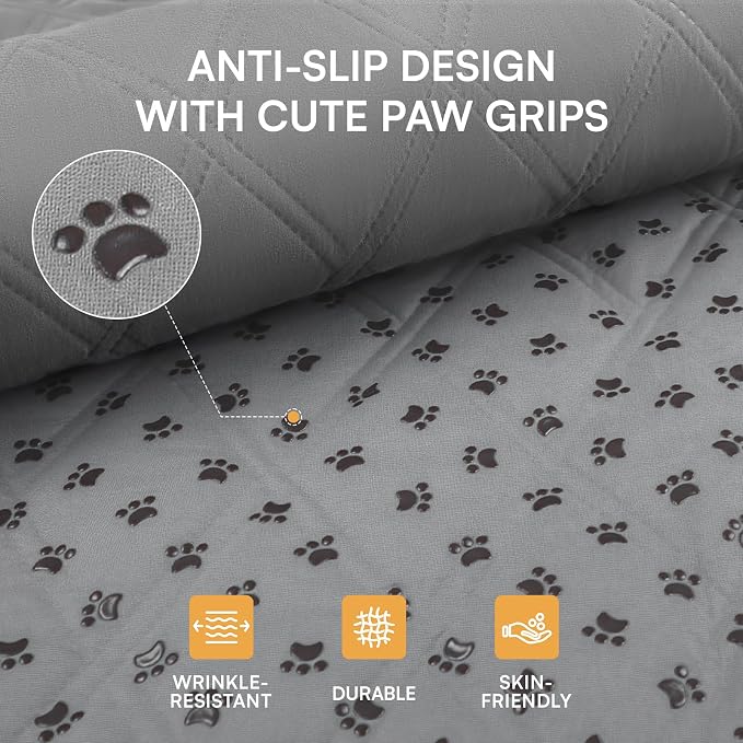 Luciphia Waterproof Couch Cover for Dogs, Non-Slip Pet Sofa Protector | Non-slip waterproof couch cover scratch-resistant machine washable protects sofa bed, Light Grey, 68" x 82" - Image 3