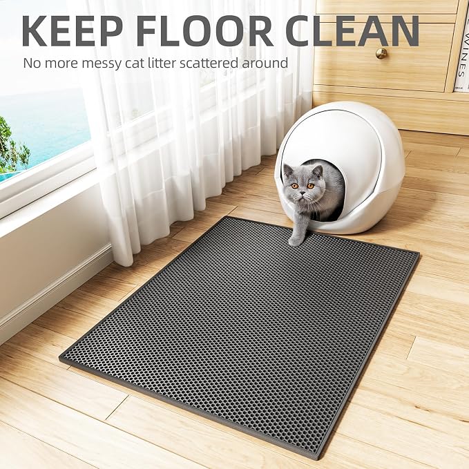 ESTHELLO Cat Litter Mat Honeycomb Double Layer Design 30’’ x 24’’ Black - Image 7