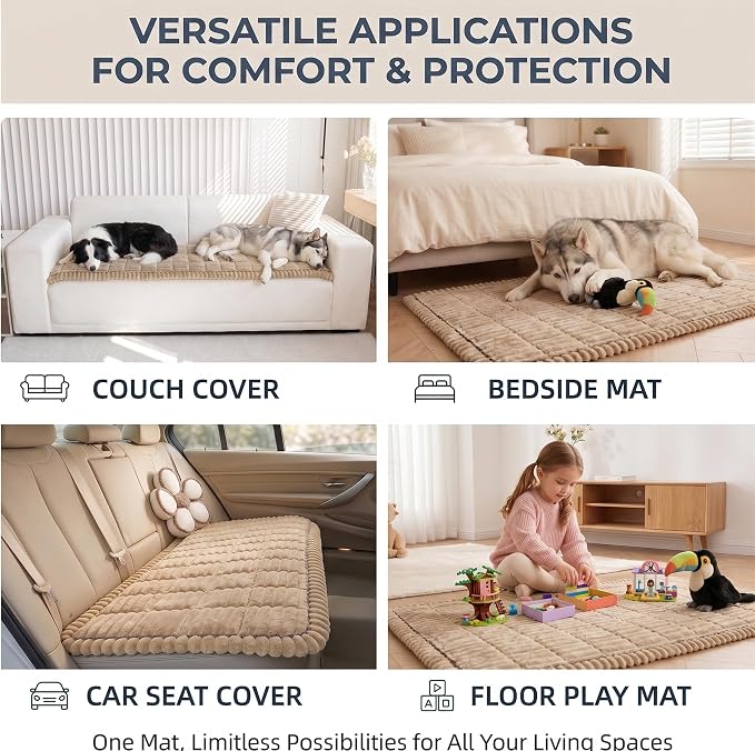 Toucans Couch Covers for Pets, Washable, Non Slip Plush Sofa Protectors, Fuzzy Pet Couch Covers, Pet Friendly(Khaki, 27.6" x 27.6") - Image 5