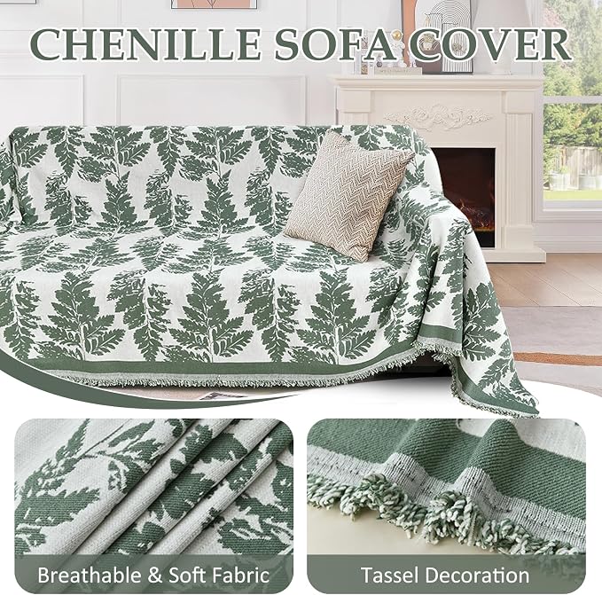 1OO% Waterproof Sectional Couch Covers for Dogs L Shaped Corner Sofa Cover Washable Chenille Sofa Slipcovers Blanket Modern Jacquard Pet Furniture Protector (91"x276", Sage Green) - Image 6