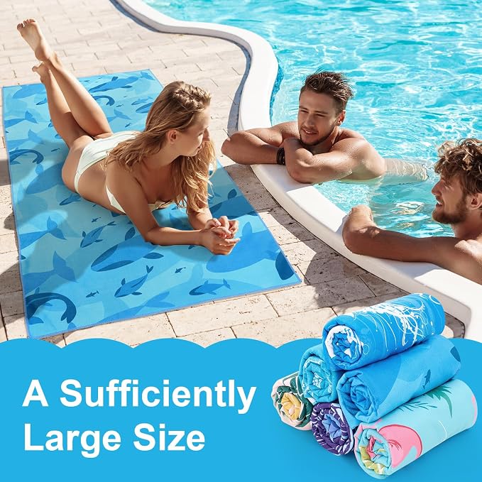Peryiter 6 Pcs Oversized Microfiber Beach Towels Sand Free Quick Dry Large Pool Towels Absorbent Camping Travel Blanket Set for Women Men Bath Beach(Tropical, 72 x 36 Inch, Colorful) - Image 5