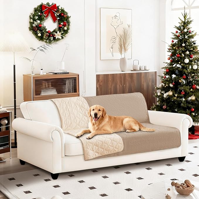 Waterproof Dog Blanket, Non-Slip Soft Pet Bed Cover, Couch Cover for Dogs Washable, Protects Sofa, Furniture, Crate, Car, Tear Resistant Leakproof Pet Blanket (52x82 Inch, Khaki) by CYCMACOHOME