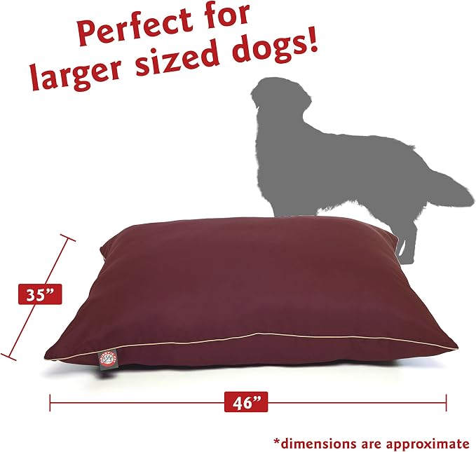Majestic Pet Rectangle Large Dog Bed Washable – Non Slip Comfy Pet Bed – Dog Crate Bed Super Value Pillow Dog Bed – Dog Kennel Bed for Sleeping - Dog Bed Large Breed 46 x 35 Inch – Solid Burgundy - Image 2