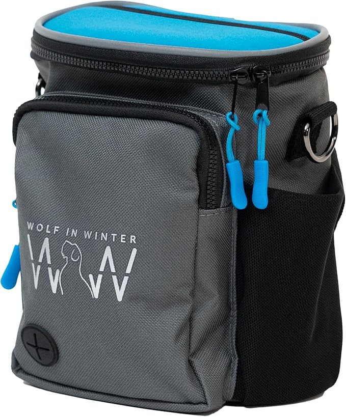 Quickdraw XL Dog Treat Pouch – Training Bag with Waste Bag Dispenser (Bags Not Included), Phone Pocket, Water Bottle Holders, 3-Way Strap – Durable & Reflective (Alpine Blue) by WolfInWinter