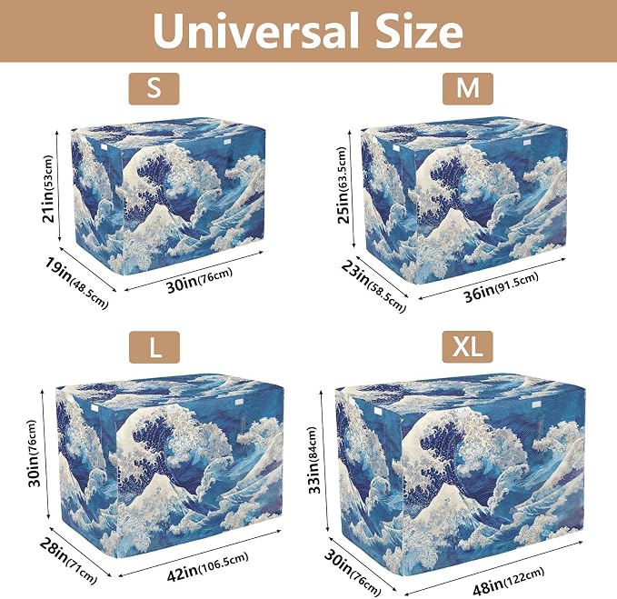 Dog Crate Cover Kennel Cover for Dog Cages Breathable for Wire Cage Indoor Outdoor Deep Blue Sea Waves - Image 3
