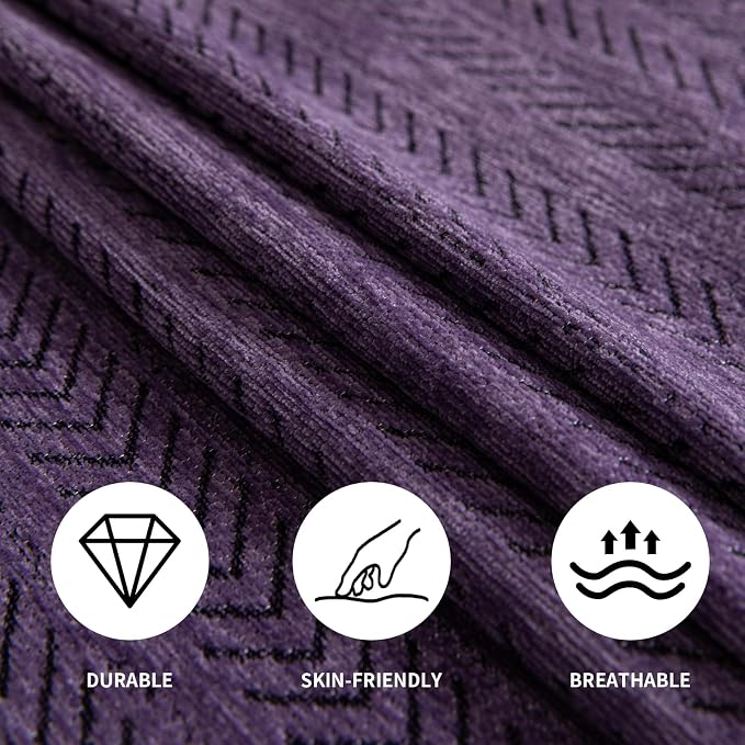 Sofa Covers for 3 Cushion Couch Seat, Loveseat Non Slip Couch Cover Chenille Strip Couch Throw Blankets with Tassels, Sectional Sofa Slipcovers Furniture Protector for Pets, Kids 71"x134", Purple - Image 5