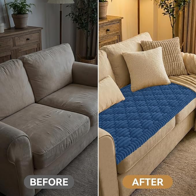 Smiry Couch Cover for Dogs Washable, Non Slip Fuzzy Pet Sofa Protector | Soft Thick Furniture Cover for Sofa, Loveseat and Sectional, Scratch & Pet Hair Resistant (Navy, 27.6" x 47") - Image 7