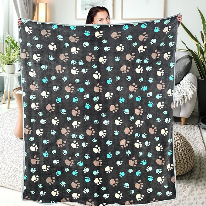 Dog Blankets for Large Dogs, 3 Pcs Dog Blanket Washable, Soft Fluffy Flannel Pet Blanket Mat Cover for Bed Couch, Cute Print Puppy Blanket 60" x 50" - Image 5