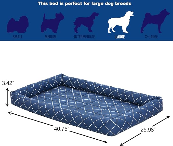 MidWest Homes for Pets 40242-BLD Quiet Time Couture Ashton Bolster Pet Bed, Large Dog/42, Blue - Image 5
