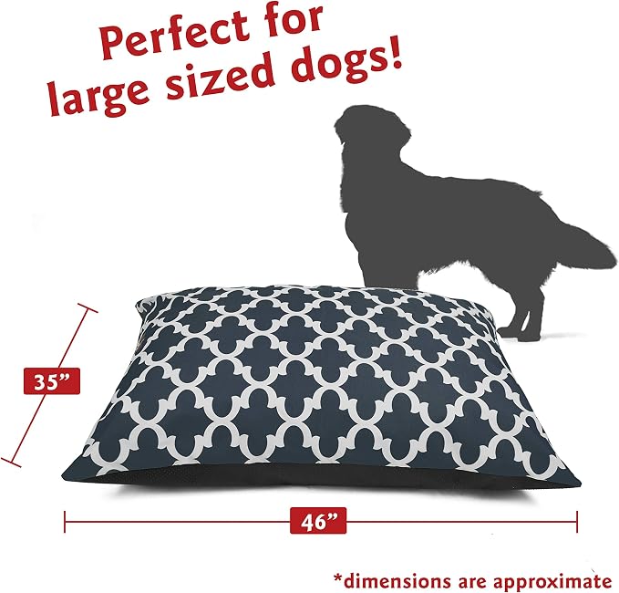 Majestic Pet Rectangle Large Dog Bed Washable – Non Slip Comfy Pet Bed – Dog Crate Bed Super Value Pillow Dog Bed – Dog Kennel Bed for Sleeping - Dog Bed Large Breed 46 x 35 Inch – Trellis Navy - Image 2