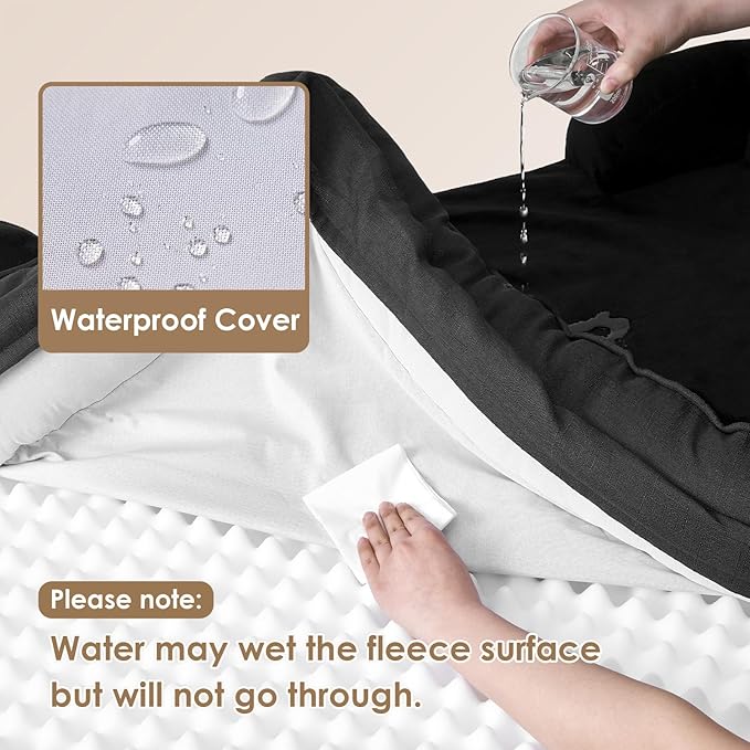EHEYCIGA Orthopedic Dog Bed Medium Size Dog, Waterproof Washable Pet Beds | Non-Slip Bottom and Egg-Crate Memory Foam Dog Couch Bed with Washable Removable Cover, Black - Image 4