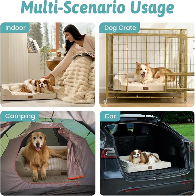 COZY KISS Orthopedic Dog Bed for Extra Large, XXL Dogs Bed, L Shaped Foam Anti-Slip Bottom Giant Pet Cat Sofa with Washable Cover, Suitable for Pet Up to 150 lbs, 48x35x8 inch, Beige ﻿ - Image 7