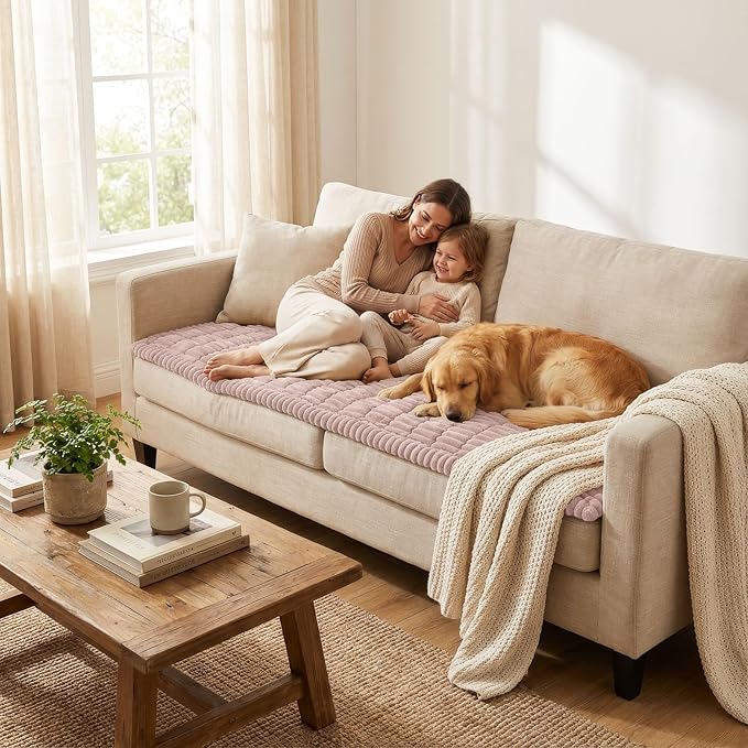 Smiry Couch Cover for Dogs, Non Slip Washable Sofa Protector for Pets | Soft Furniture Cover for Leather & Fabric Couches, Cozy Protect Against Fur, Dirt & Messes, Pet Friendly, 35.4"x88" - Image 6