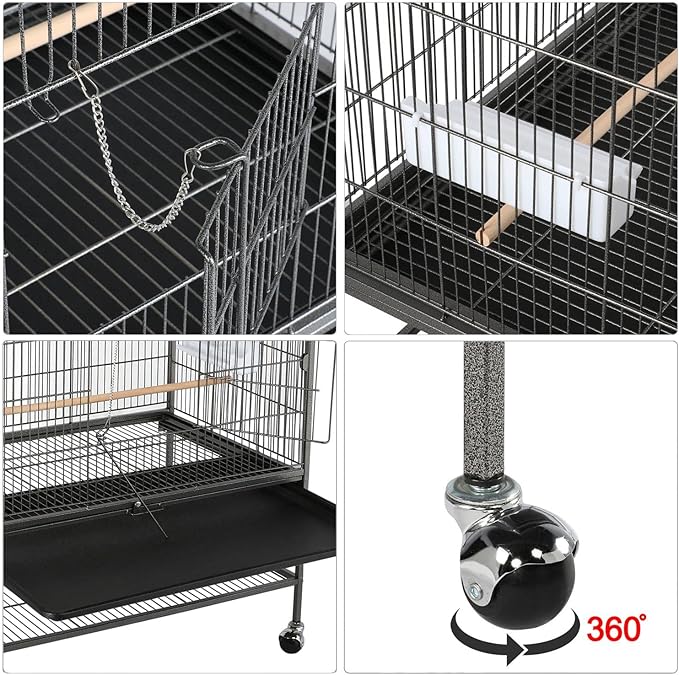 Yaheetech 60.5inch Extra Large Bird Cage Metal Parrot Cage Flight Cage for Cockatiels African Grey Quaker Green Cheek Sun Conure Medium Birds Parrots - Image 4