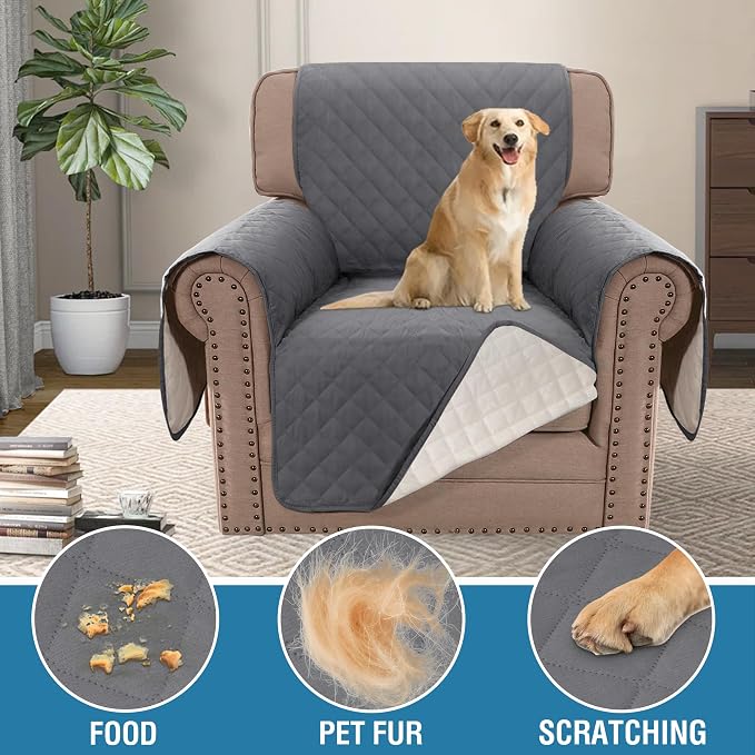 H.VERSAILTEX Chair Sofa Slipcover Sofa Cover 100% Waterproof Couch Cover Furniture Protector Cover with Elastic Straps for Pets Kids Children Dog Cat(Chair, Rocket Gray) - Image 3