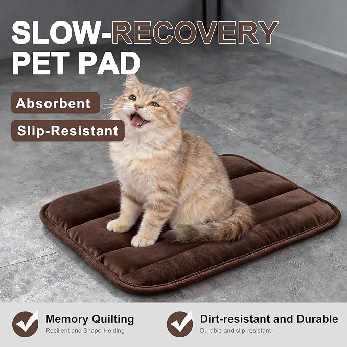 Dog Bed Mat, Reversible Dog Crate Pad with Washable Kennel Mat and Soft Foam, Flat Pet Bed for Dogs & Cats, for Crates Carriers & Travel (Dark Brown, 18" L*12" W*1.5" Th) - Image 7