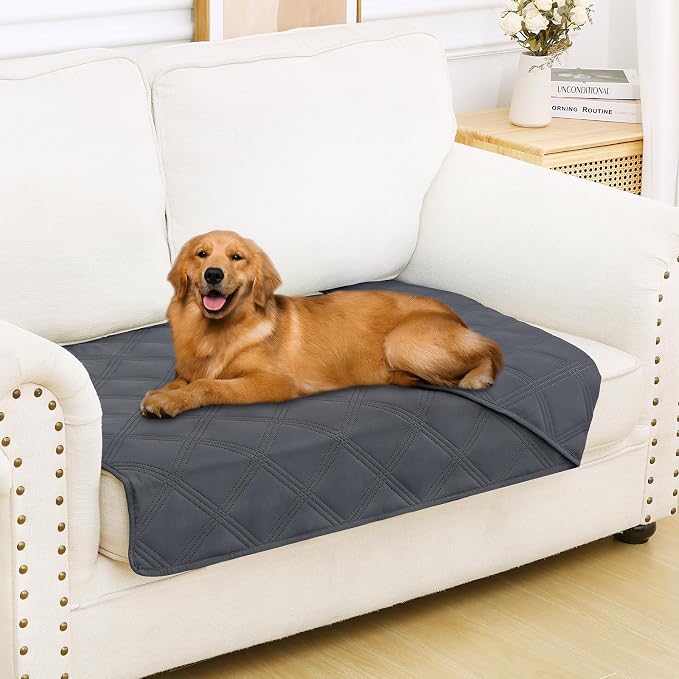 Smiry Waterproof Dog Bed Cover, Reversible Pet Blanket for Sofa Couch | Soft Washable Dog Blanket, Leakproof Couch Cover for Dogs Cats & Furniture Protection, 30x53, Dark Grey/Dark Grey by Smiry