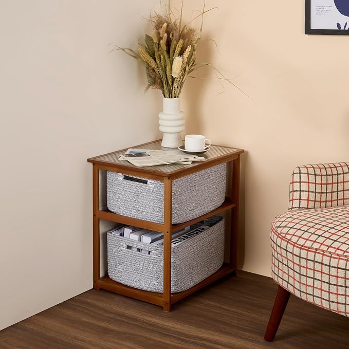 MiniArk Large Storage Baskets for Shelves, 17 x 13 x 7.5” Closet Organizers Bins for Clothes Blanket Towels, Baby Nursery, Toy Baskets Box, Woven Rope Baskets, 2 Packs Mixed Grey - Image 8