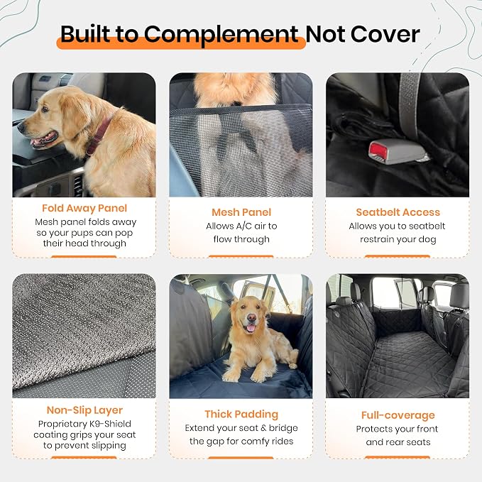 4Knines Back Seat Extender for Dogs, Hard Bottom Waterproof Backseat Protector with EZ Door Guard (Grey, XLarge) - Image 4