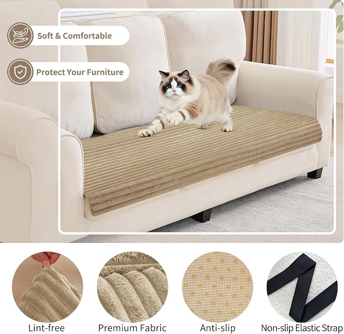 100% Waterproof Couch Covers for Dogs, 35"×70.9" Washable Couch Cover, Non Slip Sectional Couch Covers for 3 Cushion Sofa Cover Pet Friendly, Cat and Dog Couch Bed Cover-Camel - Image 4