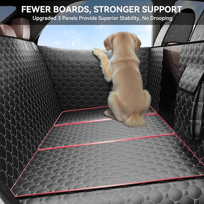 DIAMOOKY Hard Bottom Dog Car Seat Cover for Cars SUVs & Small Trucks | One-Piece Hard Bottom, 420-LB Capacity, Waterproof, Door & Headrest Protector, Pet Bed Dog Hammock, Not for 3-Row Seats - Image 4
