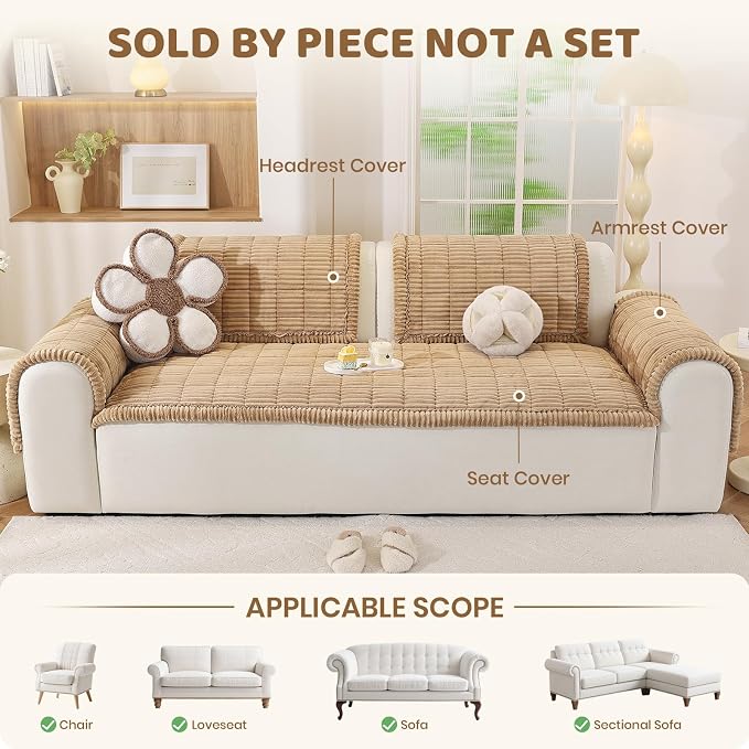 Royhom Couch Cover for Dogs Washable，Non Slip Sofa Protector for Pets | Durable & Easy Care, Soft Furniture Cover for Leather & Fabric Couches Against Claws, Spills & Fur, 27.6x42.7 Inch, Green - Image 2