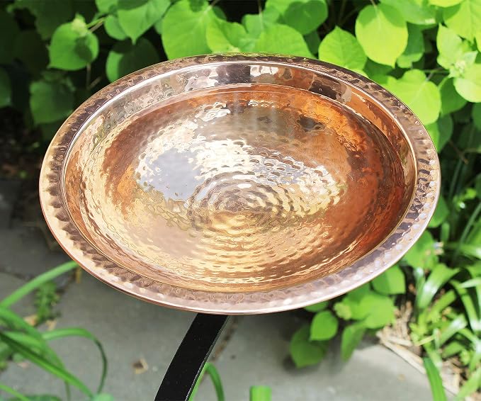 Achla Designs BBHC-01T-RM Hammered Rail Mount Bracket Birdbath, Polished Copper Plated, Black - Image 7
