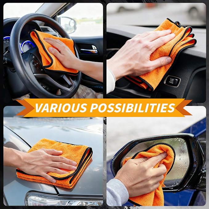 6 Pack Microfiber Towels for Cars, 36" x 25" Dual-Sided Car Drying Towel | 450 GSM Highly Absorbent, Lint-Free Microfiber Cleaning Cloths for Scratch-Free Drying, Detailing, Buffing, Polishing Cars - Image 6